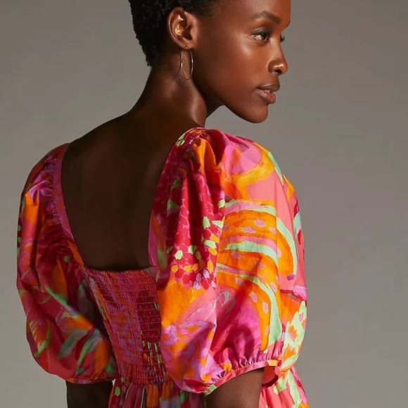 Anthropologie Farm Rio Tropical Puff-Sleeve Midi Dress - Picture 12 of 16